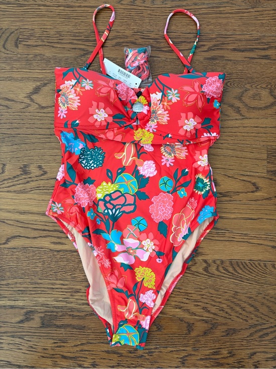 J. Crew Other - NWT J.Crew Gavotte Floral Ring Red Bandeau One Piece Swimsuit Size 10